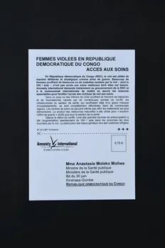 Amnesty International tract "Femmes violées en République démocratique du Congo. Accès aux soins." France 2004 2005.56.3 Photo Mucem