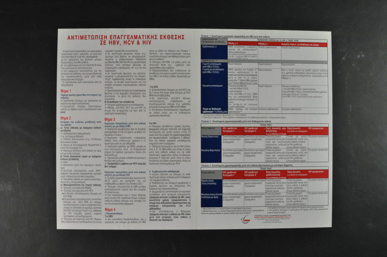 affiche " Antimetopize epaggelmatikns ekoesis se HBV, HCV & HIV" 2005.60.14 Photo Mucem