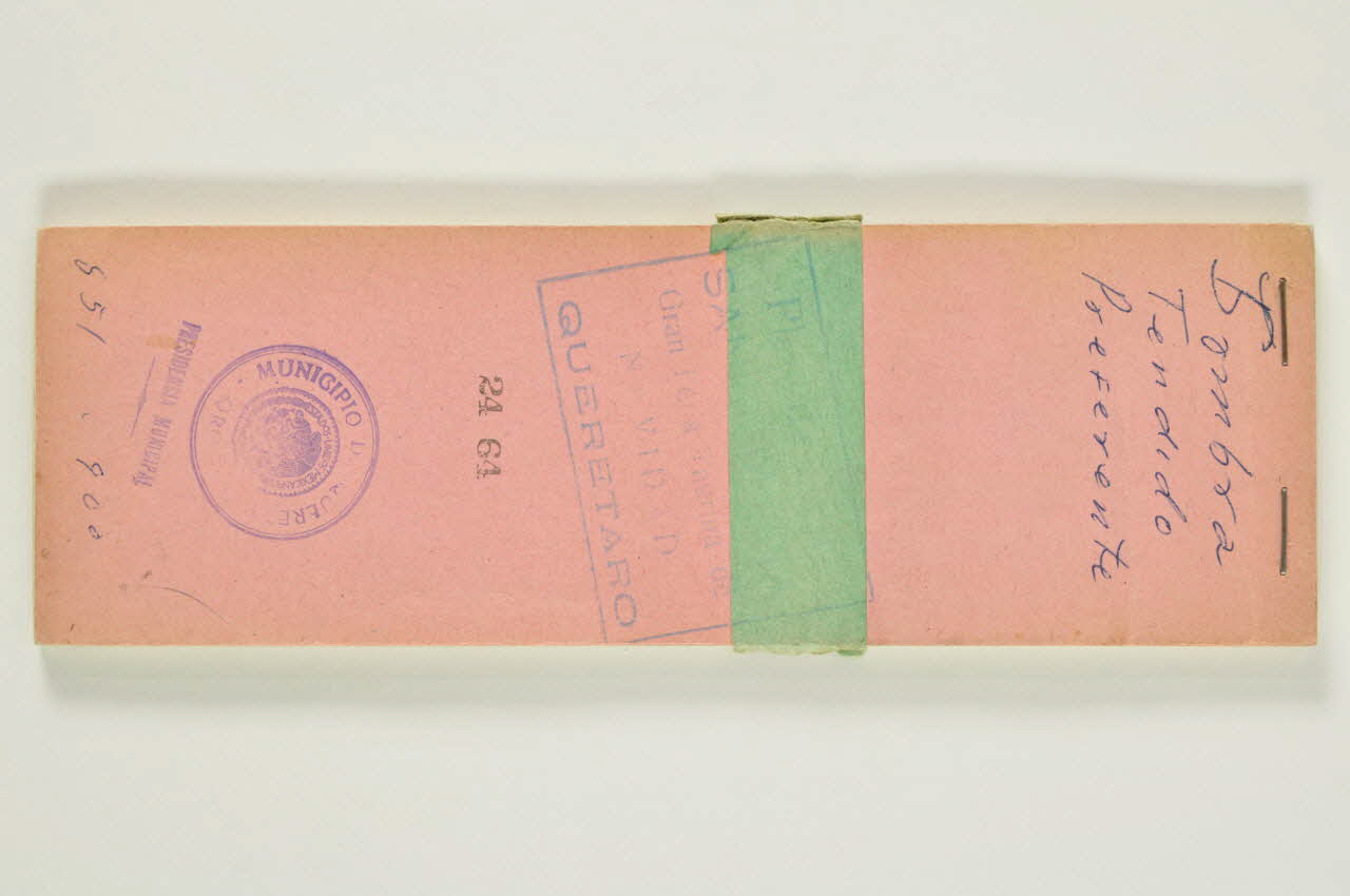 carnet de billets à souche Queretaro de Arteaga, Mexique 1964 2004.349.2 Photo Mucem