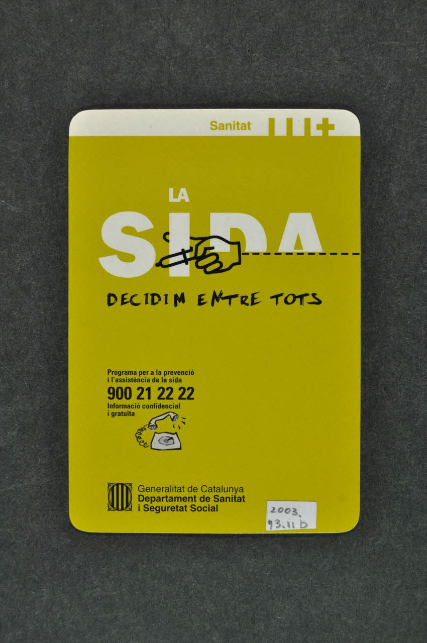 Generalitat De Catalunya, Departament de Sanitat i Assistència Social Carte calendrier "La sida decidim entre tots" Espagne 2003 2003.93.11 Photo Mucem