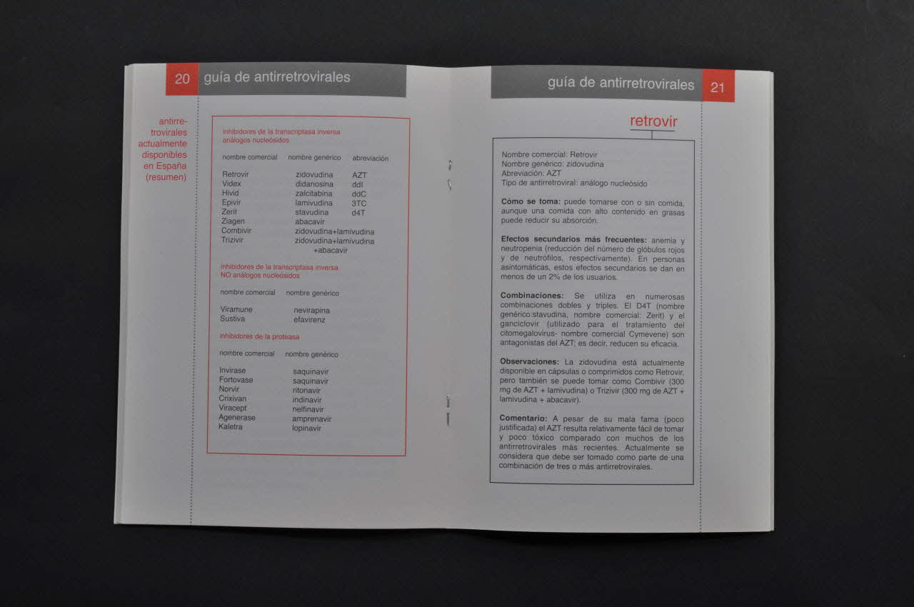 BROCHURE "Tratamientos antiretrovirales. Guia del paciente" Espagne 2000 2003.93.14 Photo Mucem