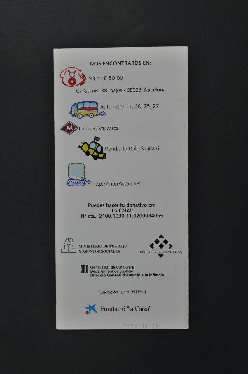 Dépliant "Viviendo positivamente. Informacion para padres, madres y familias positivas" (Vivre positivement. Informations pour pères, mères et familles séropositives) 2003.93.32  Photo Mucem