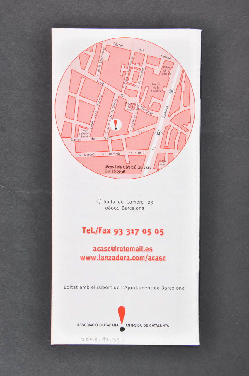 Dépliant "El mès perillos de la Sida és no saber-ne res. / Prevenir és vivre" (Le plus dangereux avec le sida, c'est de n'en rien savoir / Prévenir, c'est vivre" 2003.93.39 Photo Mucem