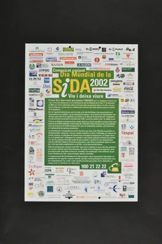 Comité 1er Décembre affiche "Comunicat conjunt Dia Mundial de la SIDA 2002" (Communiqué commun de la journée mondiale du sida 2002. Vivre et laisser vivre) Espagne 2002 2003.93.44 Photo Mucem