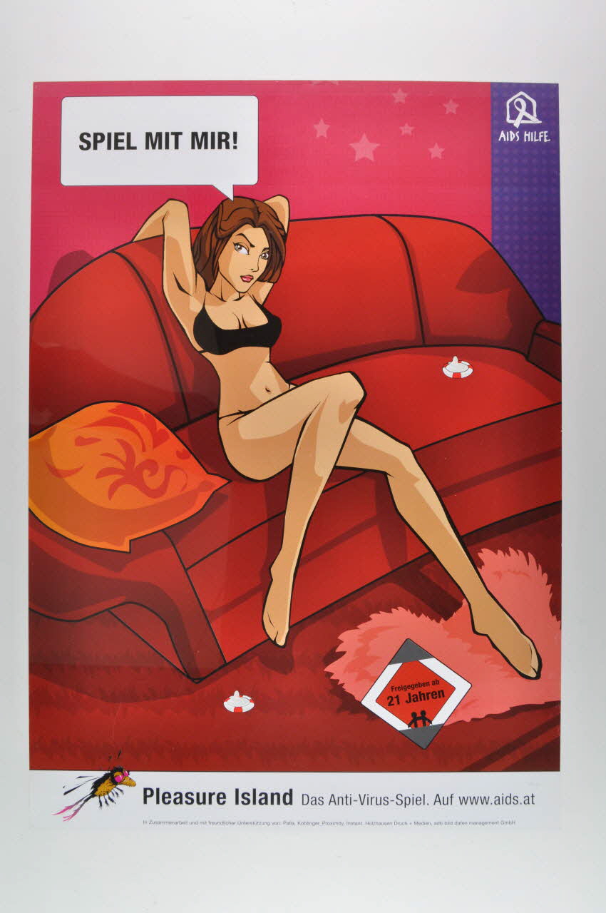 Aids-Hilfe Autriche affiche "Spiel mit mir !" (Joue avec moi !) Autriche 2005 2005.64.9 Photo Mucem