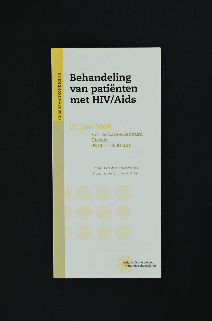 Nederlandse Vereniging Van Aids Behandelaren Dépliant "Behandeling van patiënten met HIV/Aids" (Gestion des patients vivant avec le VIH/sida) Pays-Bas 2005 2005.65.5 Photo Mucem