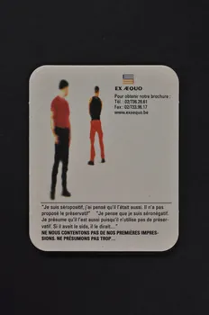 Ex Aequo, Belgique sous-bock "Ne nous contentons pas de nos premières impressions. Ne présumons pas trop..." Belgique 2000 2003.94.106 Photo Mucem