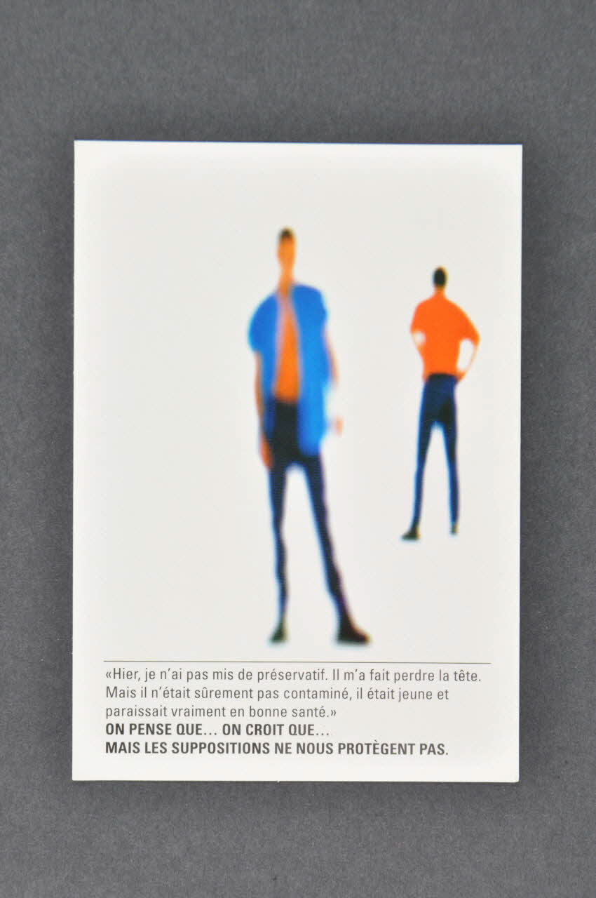 Ex Aequo, Belgique carte postale "Hier je n'ai pas mis de préservatif..." Belgique 2000 2003.94.111 Photo Mucem