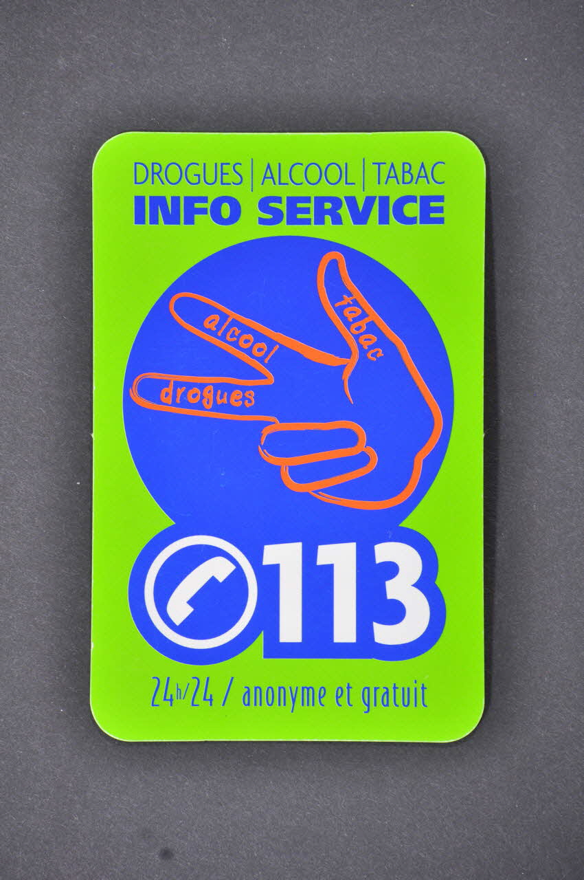 Carte d'information "Drogues Alcool Tabac Info Service" 2003.94.121 Photo Mucem