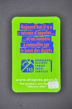 Carte d'information "Drogues Alcool Tabac Info Service" 2003.94.121  Photo Mucem