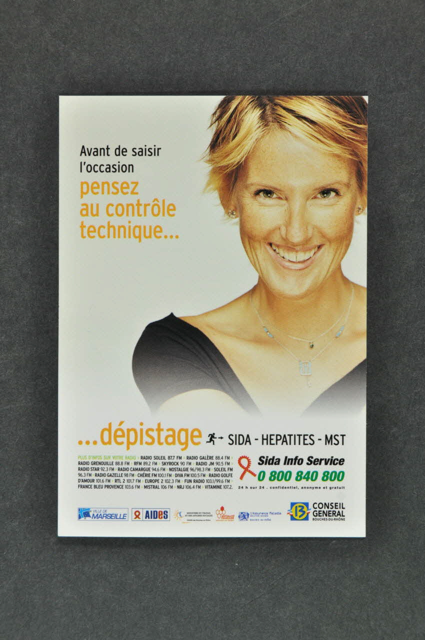 carte postale "Avant de saisir l'occasion, pensez au contrôle technique... Dépistage" 2005.8.29 Photo Mucem