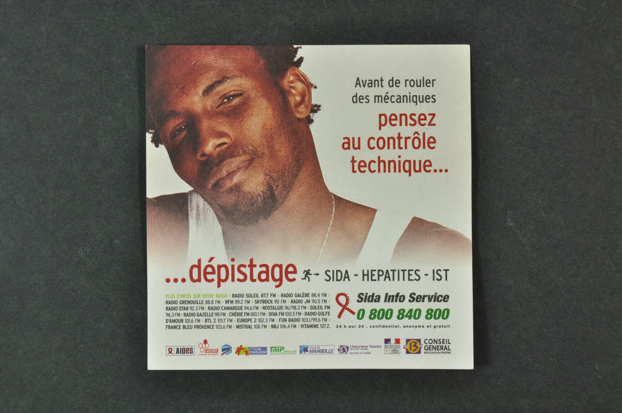 carte postale "Avant de rouler des mécaniques, pensez au contrôle technique... Dépistage" 2005.8.33 Photo Mucem