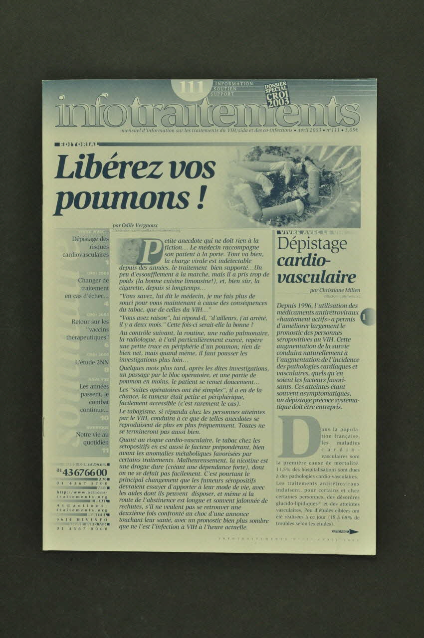 Actions Traitements Revue associative Infotraitements, avril 2003, n°111 : "Libérez vos poumons" France 2003/4 2003.94.130 Photo Mucem
