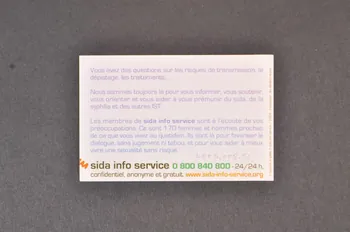 Sida Info Service - Ligne Azur Carte d'information "Il paraît qu'on peut faire un test gratuitement et sans donner son nom...Mais où?" France 2004 2005.8.51 Photo Mucem