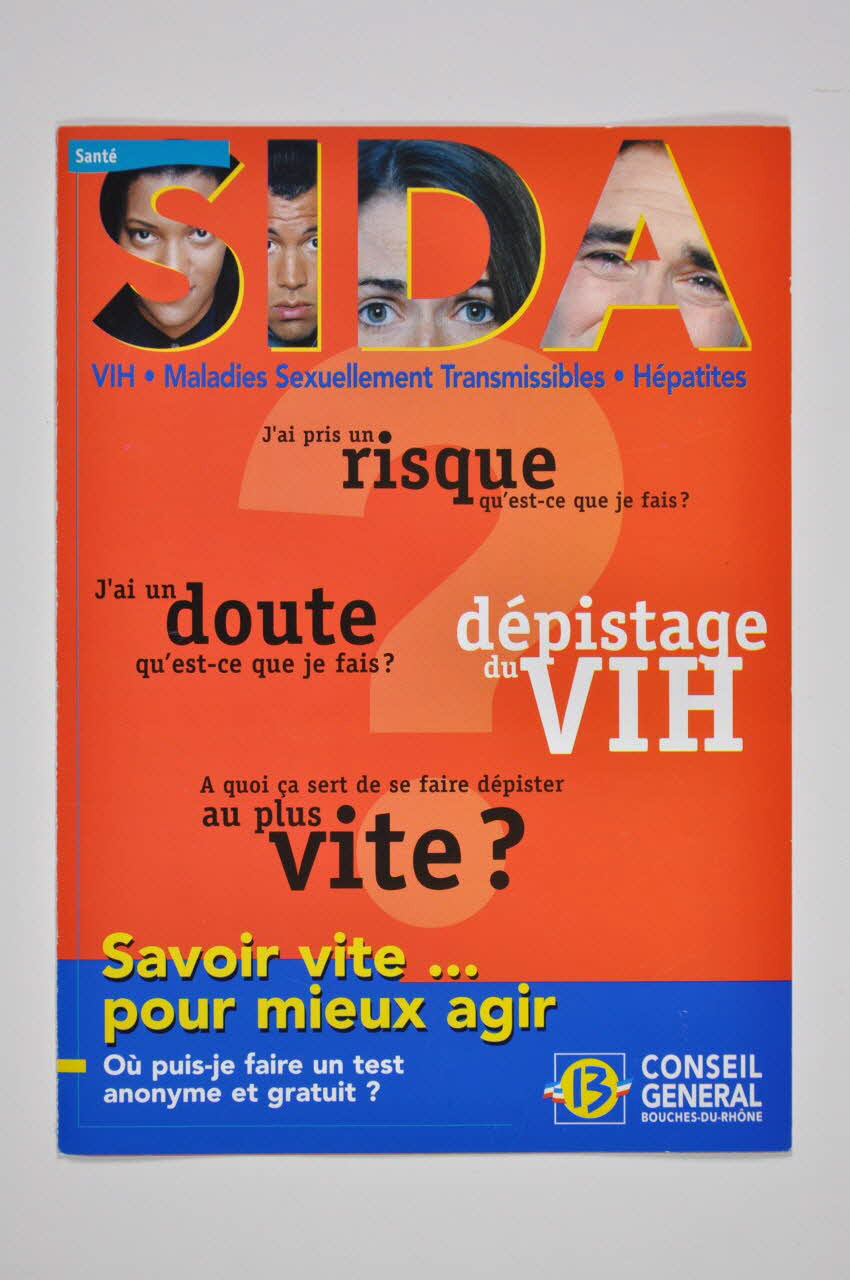 Conseil Général Des Bouches Du Rhône Dépliant SIDA VIH Maladies Sexuellement Transmissibles Hépatites Provence-Alpes-Côte d'Azur, France 1999 2005.8.64 Photo Mucem