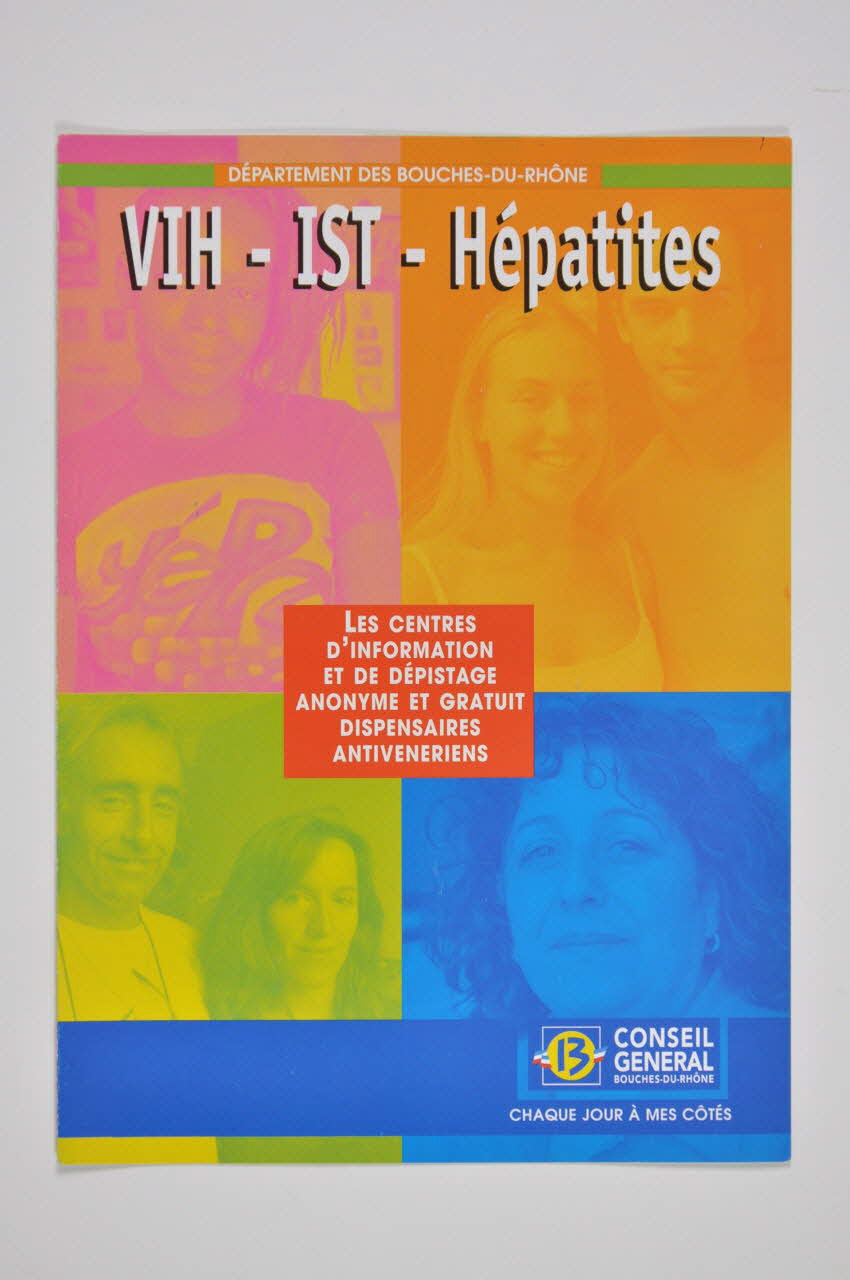 Dépliant "VIH - IST-Hépatites. Les centres d'information et de dépistage anonyme et gratuits" 2005.8.65 Photo Mucem