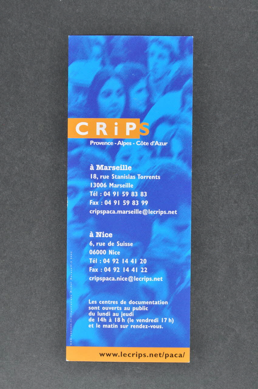marque-page "CRIPS Provence Alpes Côte d'Azur" / Dépistage 2005.8.74 Photo Mucem