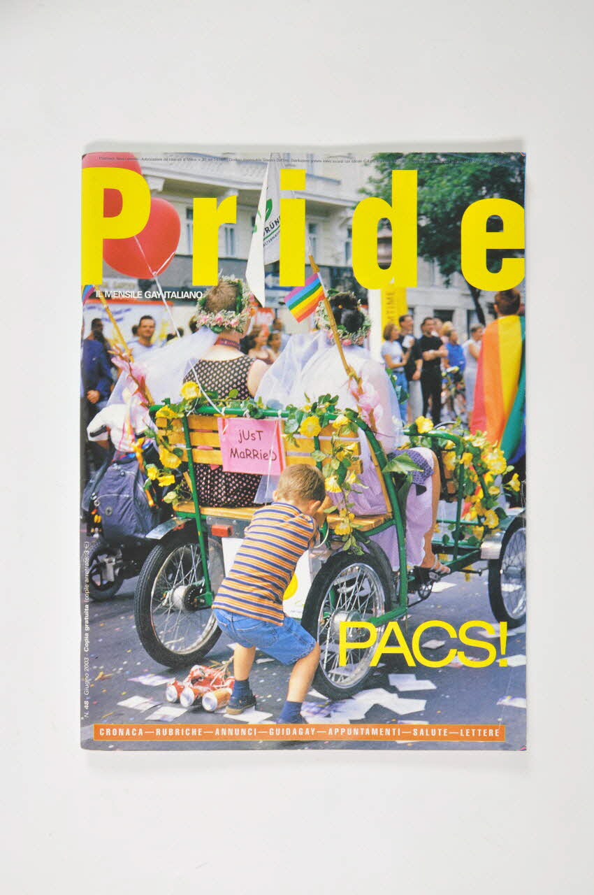 Pride revue "Pride" Il mensile gay italiano" (Pride. le mensuel gay italien) Italie 2003/6 2003.94.173 Photo Mucem