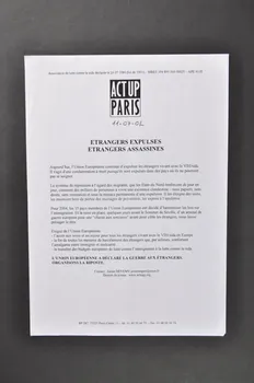 Act Up-Paris tract Tract "Etrangers expulsés, étrangers assassinés" France 2002/7/11 2003.94.2  Photo Mucem