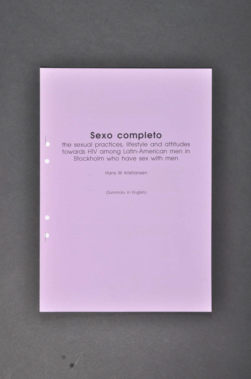 LAFA Tiré à part "Hans W Kristiansen, Sexo completo / The sexual practices, lifestyle and attitudes towards HIV among Latin-American men in Stockholm who have sex with men" (Les pratiques sexuelles, le style de vie et les attitudes à l'égard du VIH chez les latino-américains de Stockholm qui ont des relations sexuelles avec des hommes) Suède 1998/10 2003.94.42 Photo Mucem