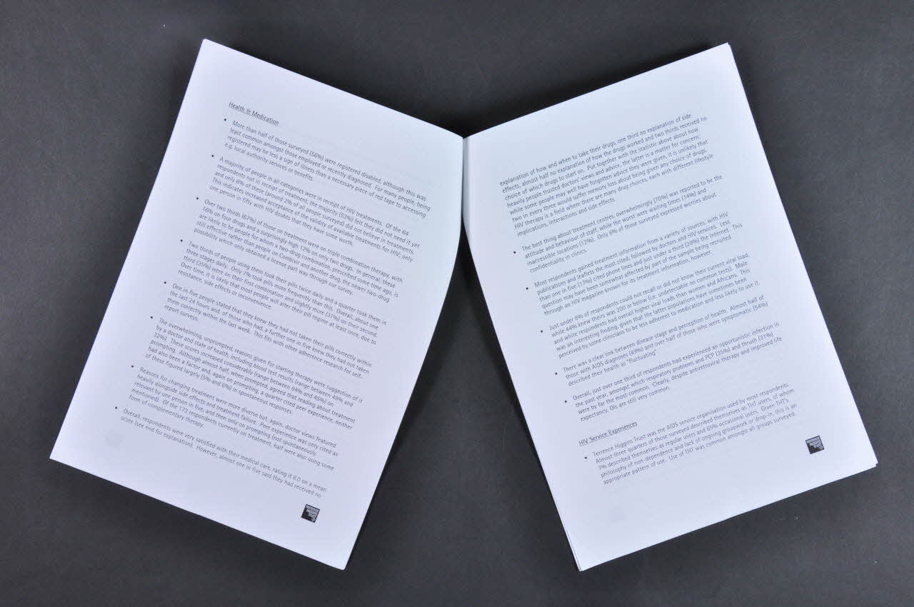 Terrence Higgins Trust Rapport "The Insight survey. An overview of findings" (L'enquête de l'Institut Insight. Résumé des résultats) Grande Bretagne 2000 2003.94.47 Photo Mucem