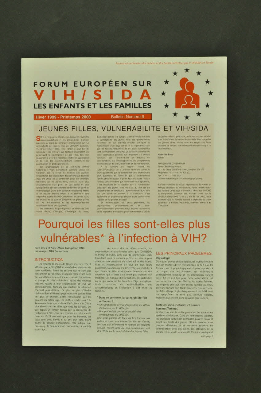 Forum Européen Sur  Le  Vih /Sida : Les Enfants Et journal "Forum européen sur  le  VIH /Sida : les enfants et les familles", n° 9, hiver 1999 - printemps 2000 Grande Bretagne 2000 2003.94.60 Photo Mucem