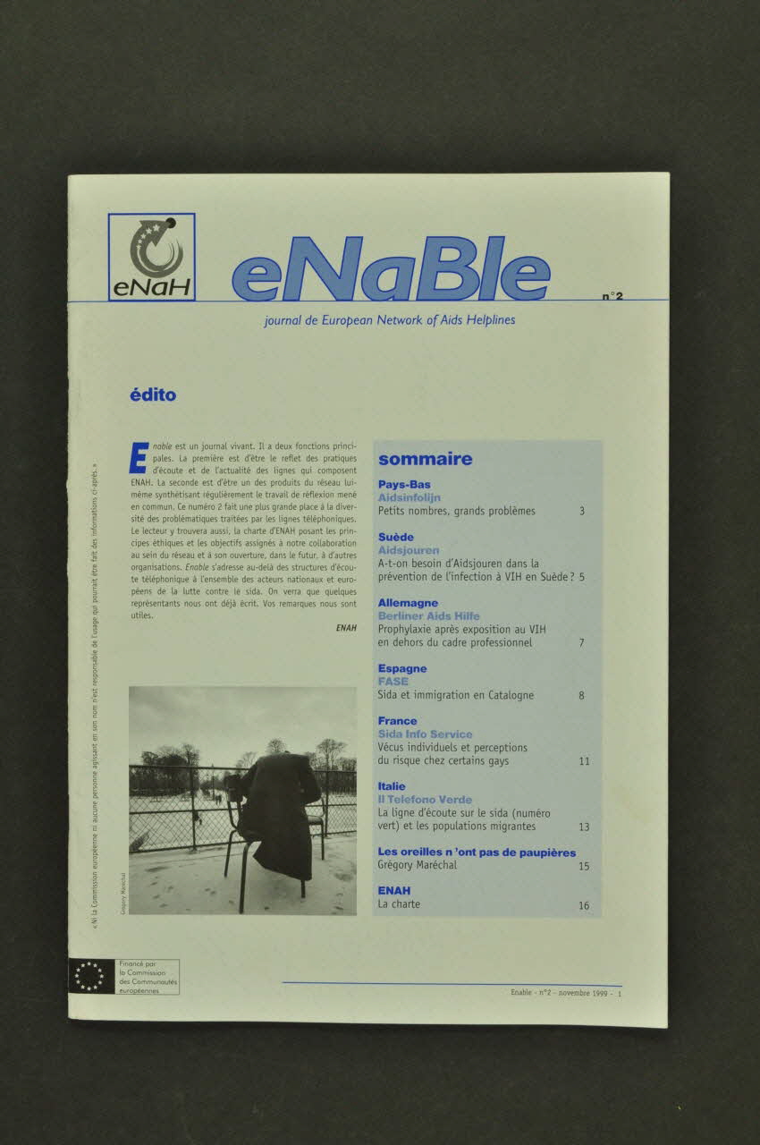 European Network Of Aids Helplines journal "Enable" novembre 1999, n°2 (français et anglais) Europe 1999/11 2003.94.61 Photo Mucem