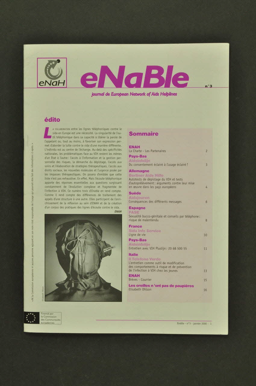 European Network Of Aids Helplines journal "Enable" janvier 2000, n°3 (français et anglais) Europe 2000/1 2003.94.62 Photo Mucem