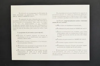 Dépliant "Le P.A.A.S contre le sida (Programme de prévention à l'intention des professionnels et des résidants de l'Armée du Salut)" 2005.97.23 Photo Mucem