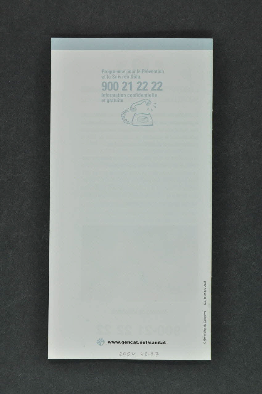 Generalitat De Catalunya, Departament de Sanitat i Assistència Social BROCHURE "On peut éviter d'attraper le sida" (en français) Espagne 1992 2004.49.37  Photo Mucem