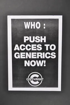 Act Up-Paris tract "Who: Push access to generics now !" (OMS. Favorisez l'accès aux génériques maintenant) France 2002/7 2003.94.9 Photo Mucem
