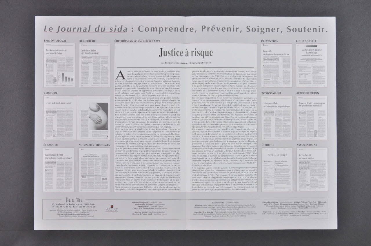 Association pour la Recherche, la Communication et les Actions pour l'Accès aux Traitements (ARCAT) Dépliant "Le Journal du Sida. Un mensuel de référence" France 1994 2005.97.42 Photo Mucem