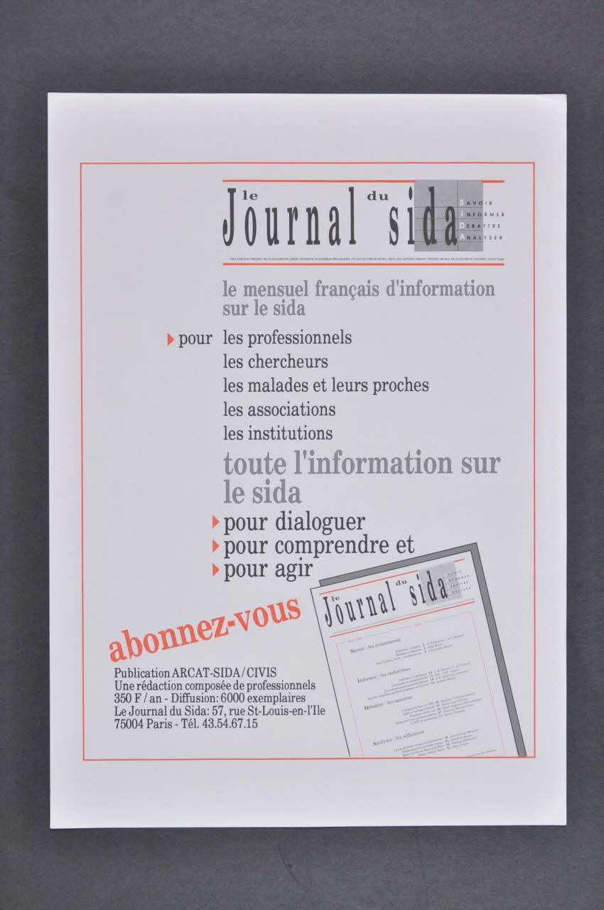 prospectus "Le Journal du Sida. " 2005.97.43 Photo Mucem