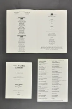 Association pour la Recherche, la Communication et les Actions pour l'Accès aux Traitements (ARCAT) programme "Contre le sida. Soirée organisée par les couturiers et créateurs de mode" France 1989/10/25 2005.97.48.1-3 Photo Mucem