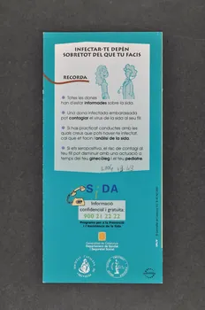 Generalitat De Catalunya, Departament de Sanitat i Assistència Social Dépliant "Embaras i sida" (en catalan) (Grossesse et sida) Espagne 1994 2004.49.49 Photo Mucem