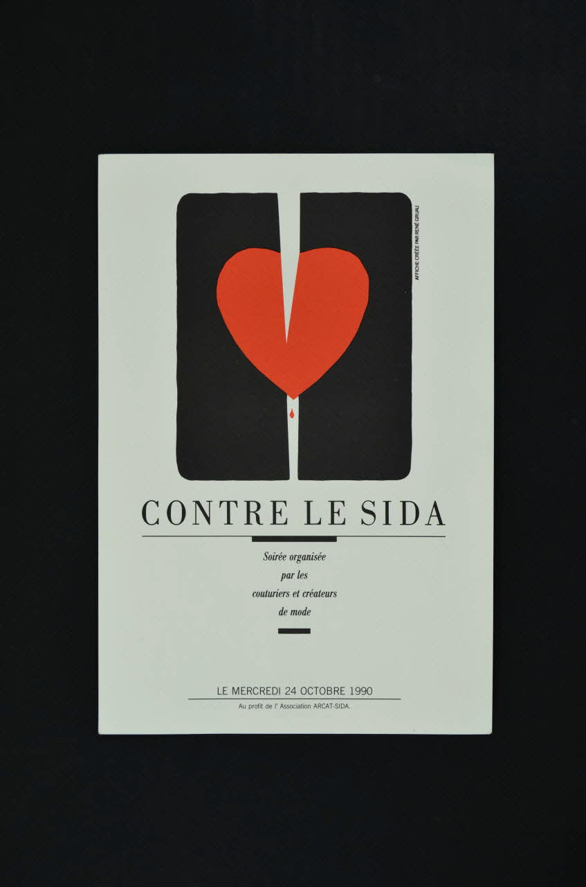 Association pour la Recherche, la Communication et les Actions pour l'Accès aux Traitements (ARCAT) CARTON D'INVITATION "Contre le sida. Soirée organisée par les couturiers et créateurs de mode" France 1990/10/24 2005.97.51 Photo Mucem