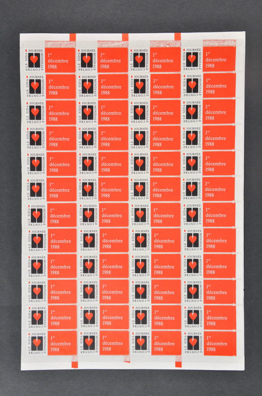 Association pour la Recherche, la Communication et les Actions pour l'Accès aux Traitements (ARCAT) planche de timbres "1er décembre 1988" France 1988 2005.97.52 Photo Mucem