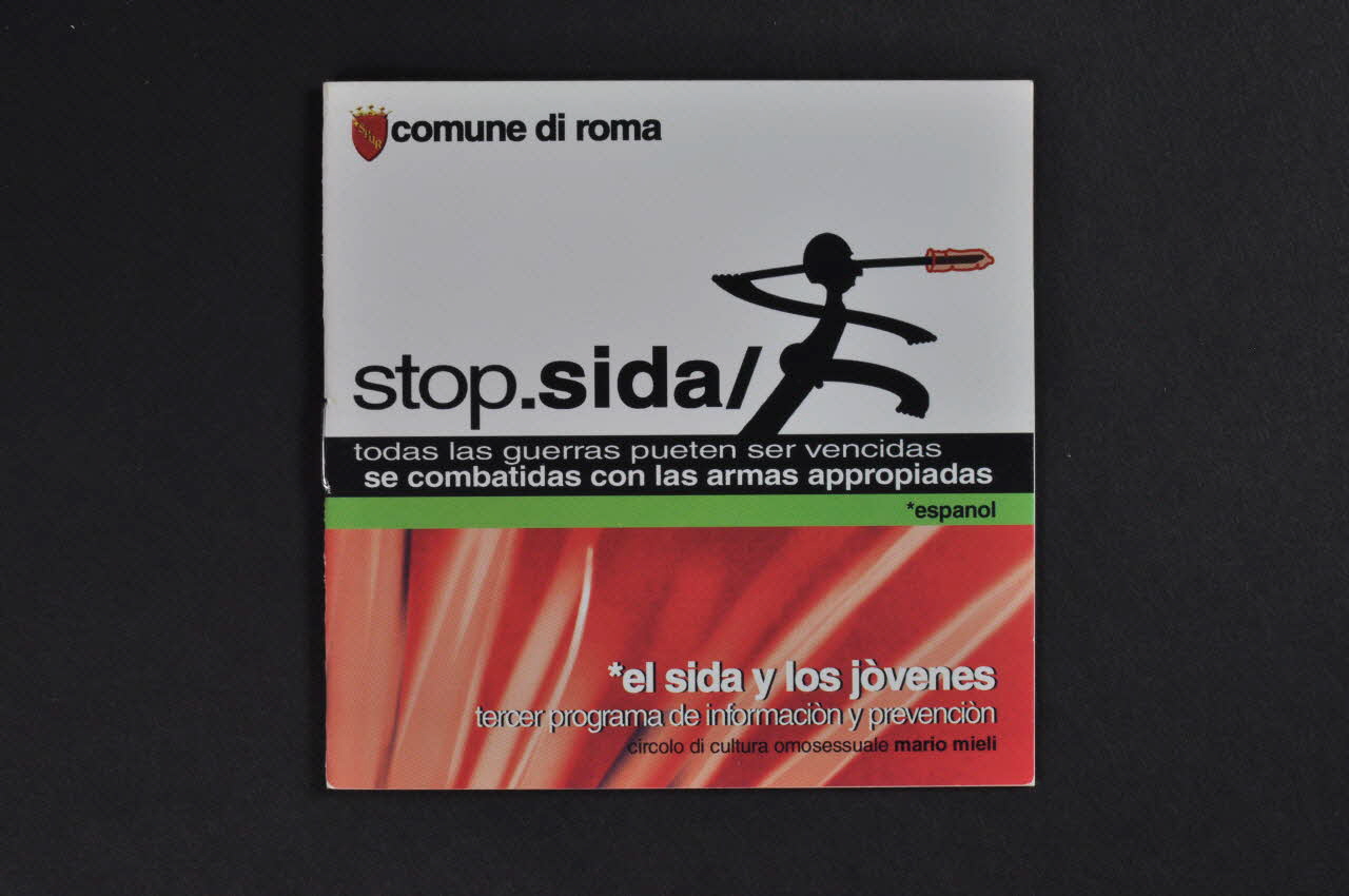 Circolo di Cultura Omosessuale Mario Mieli BROCHURE " Stop sida. /  El Sida y los Jovenes.  Tercer programa de informacion y prevencion." (en espagnol) (Stop sida. Jeunes et sida. Troisième programme d'information et de prévention) Italie 2001 2003.95.10 Photo Mucem