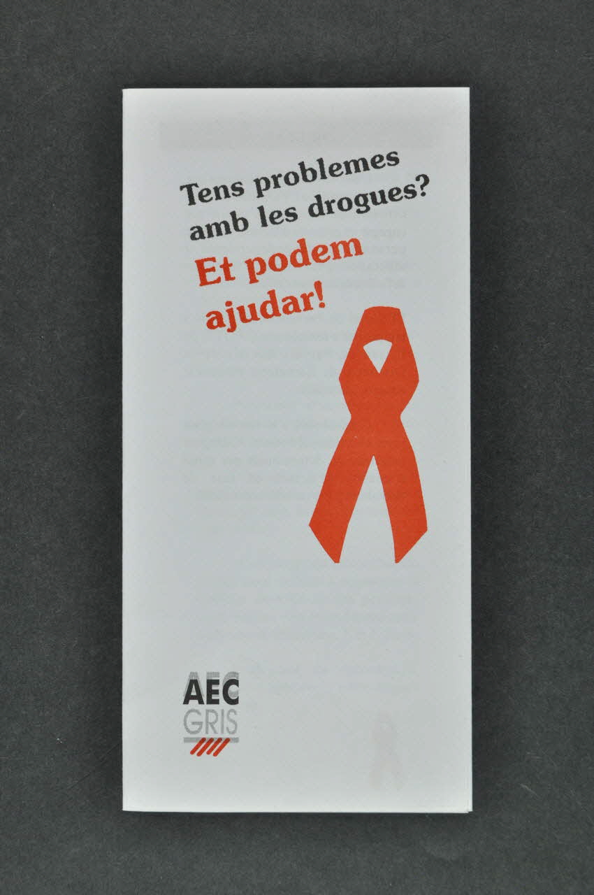 Association Aec Gris Dépliant "Tens problemes amb les drogues ? Et podem ajudar" (Tu as des problèmes avec les drpgues ? Nous pouvons t'aider) Espagne 1990 2004.50.7 Photo Mucem