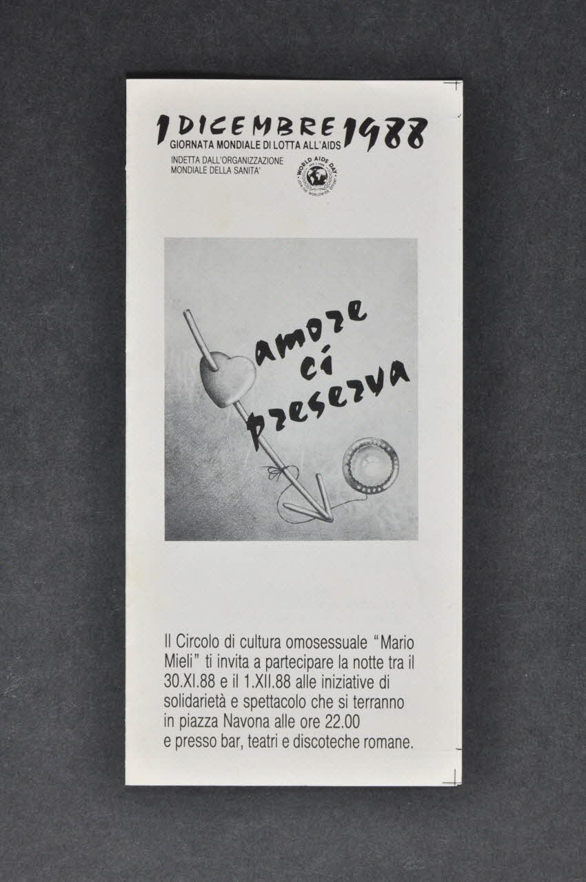 Circolo di Cultura Omosessuale Mario Mieli Dépliant Amore ci preserva Italie 1988 2003.95.22 Photo Mucem
