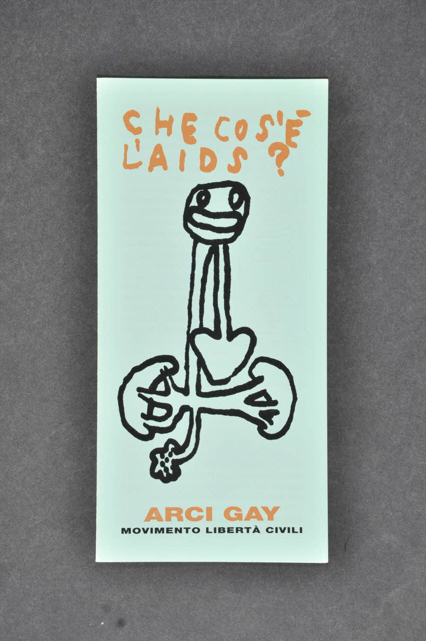 Arci Gay Dépliant "Che cos'è l'AIDS" (Qu'est-ce-que le sida ?) Italie 1993 2003.95.24 Photo Mucem