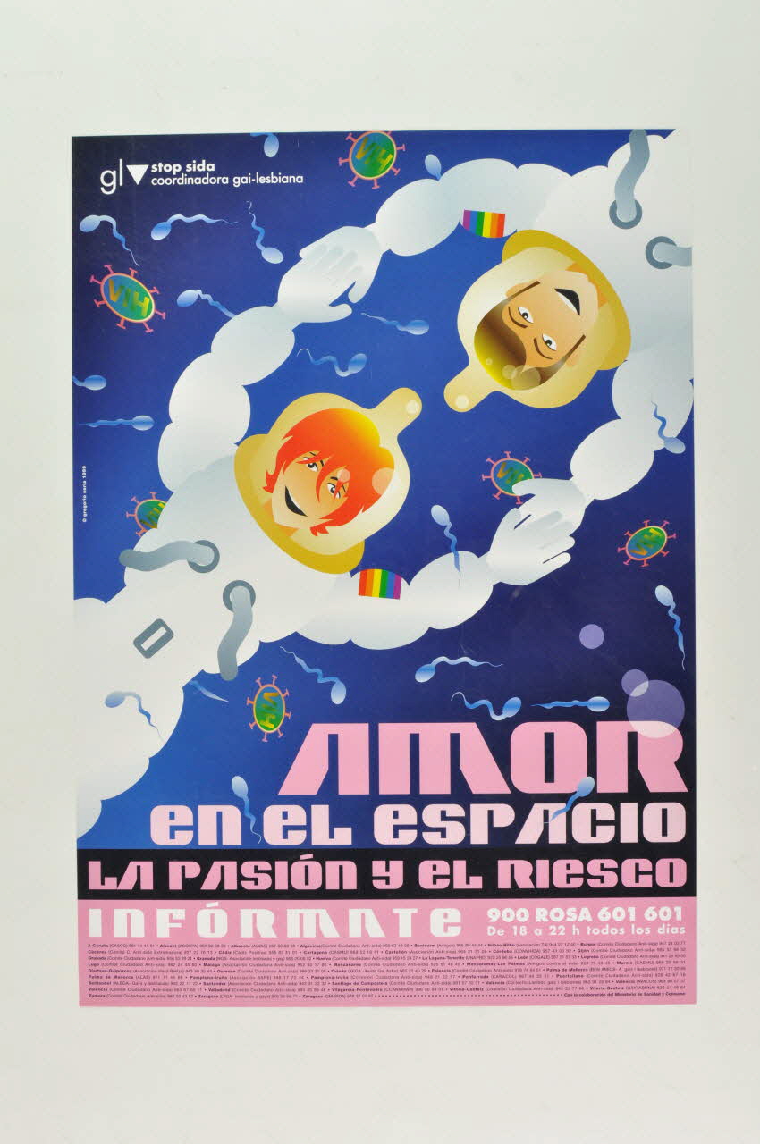 Stop Sida affiche "Amor en el espacio"(l'amour dans l'espace) Espagne 1998 2004.51.10 Photo Mucem