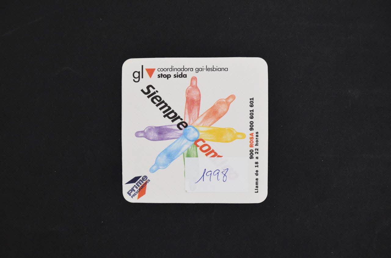 Coordinadora Gai-Lesbiana / Stop Sida sous-bock "Siempre contigo" (Toujours avec toi) Espagne 1998 2004.51.22 Photo Mucem