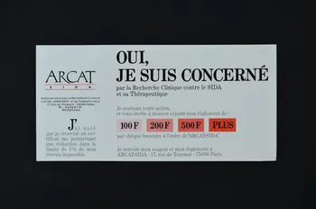 Bulletin de souscription "Oui, je suis concerné par la recherche clinique contre le sida et sa thérapeutique" 2005.97.84  Photo Mucem