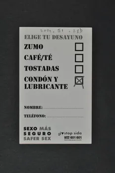 Stop Sida carte "Vale pour un desayuno" (Bon pour un petit déjeuner) Espagne 2001 2004.51.28 Photo Mucem