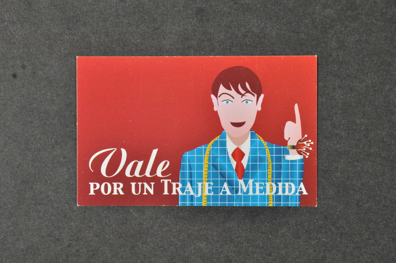 Stop Sida carte "Vale por un traje a medida" (bon pour un costume sur mesure) Espagne 2001 2004.51.29 Photo Mucem