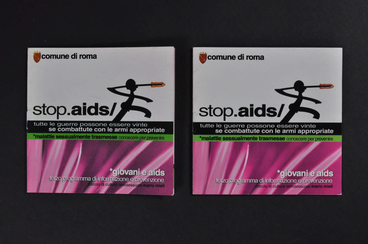Circolo di Cultura Omosessuale Mario Mieli BROCHURE " Stop aids; / Giovani e aids. Terzo programma di informazione e prevenzione. / "Malattie sessualmente trasmesse. Conoscere per prevenire" (Maladies sexuellement transmissibles. Connaître pour prévenir) Italie 2001 2003.95.7.1-2 Photo Mucem