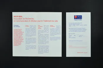Association pour la Recherche, la Communication et les Actions pour l'Accès aux Traitements (ARCAT) Dépliant "En soutenant nos actions, participez activement à la lutte contre le sida" France 1995 2005.97.89.1-2 Photo Mucem