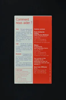 Association pour la Recherche, la Communication et les Actions pour l'Accès aux Traitements (ARCAT) Dépliant "En soutenant nos actions, participez activement à la lutte contre le sida" France 1995 2005.97.89.1-2 Photo Mucem