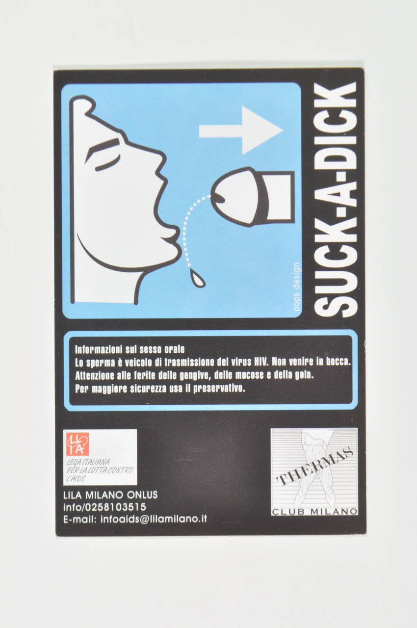 Association Lila Cedius Milano carte postale "Suck-a-dick" (Suce une bite) Italie 2003 2003.96.10 Photo Mucem